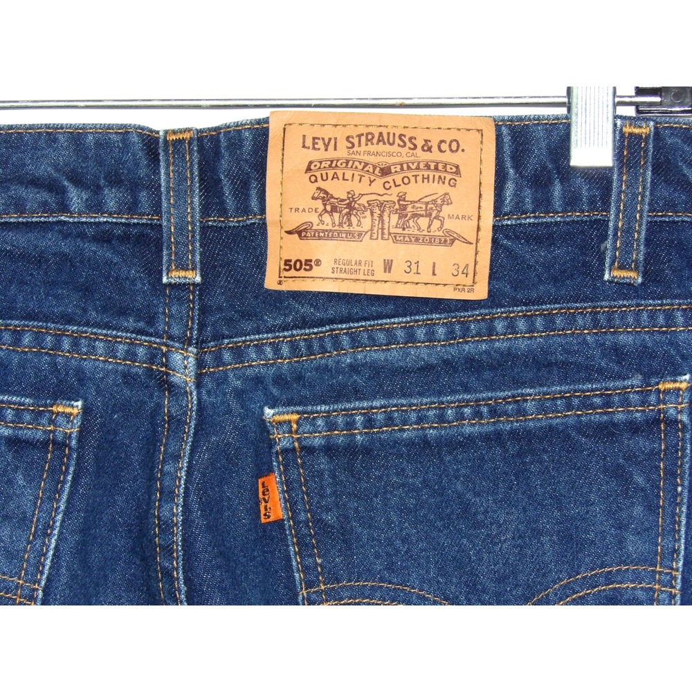 Levi's 100% Cotton 505 Made in USA Orange Tab Straight Leg Jeans Men's 31 X 34